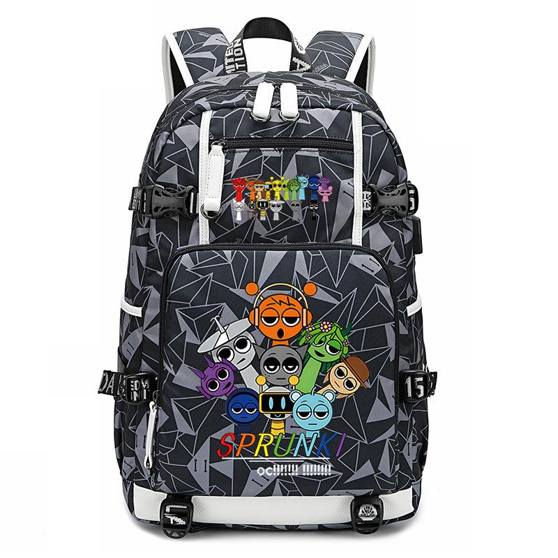 Sprunki Music Box Game School Bag Cute Cartoon Printing Trend College Style Large Capacity Backpack