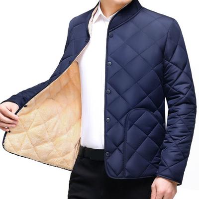Männer Winter Herbst Mantel Dicker Plüsch Gepolstert Stehkragen Nackenschutz Warm Langarm Reine Farbe Plus Größe Weiche Einreiher Taschen Strickjacke