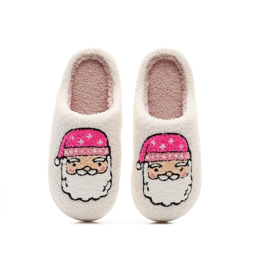 Mode Damen Weihnachtsmann Baumwollpantoffeln Neue Niedliche Cartoon Anti-Rutsch Winter Warme Baumwollpantoffeln Damen Indoor Zuhause Boden Flauschige Pantoletten