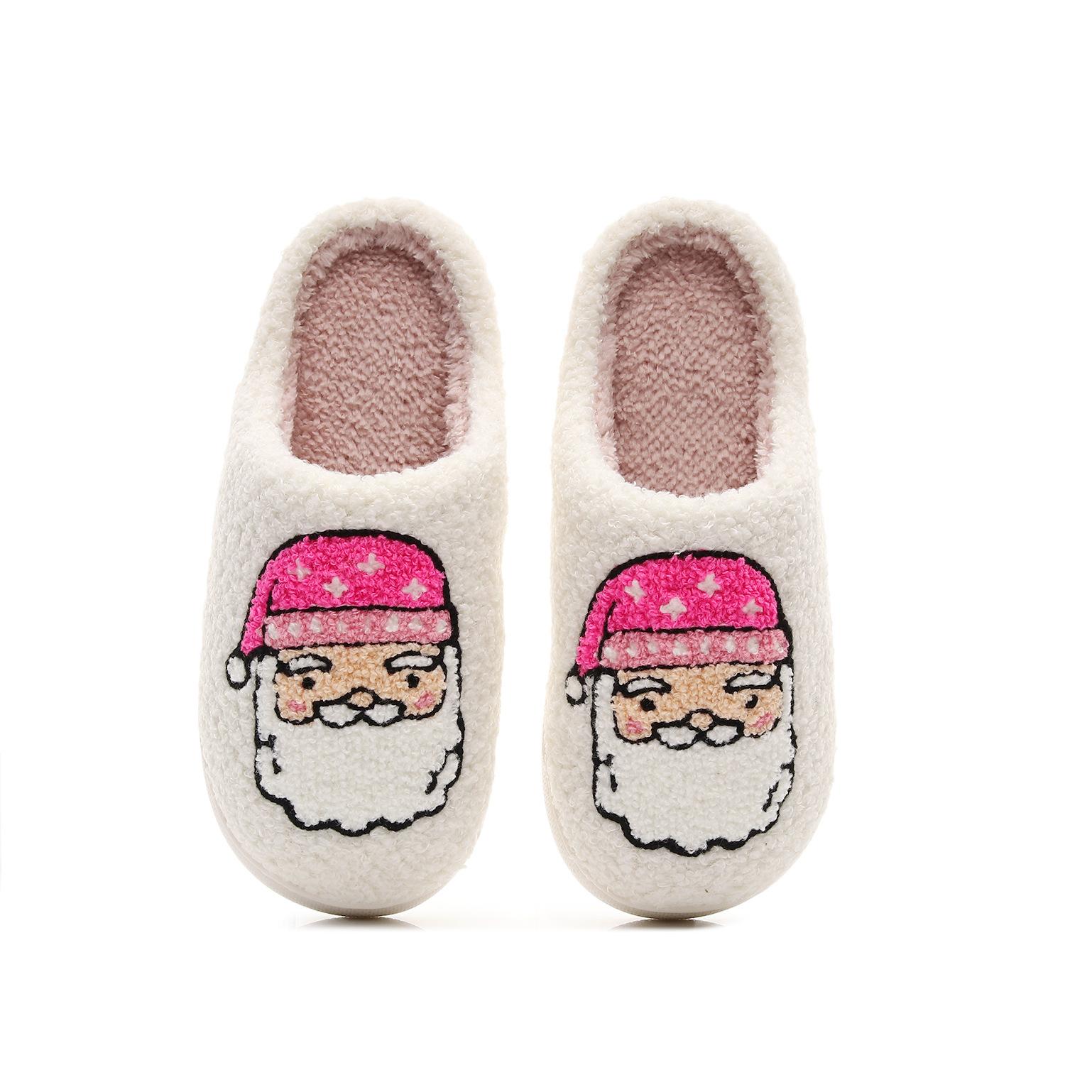 

Fashion Women Santa Claus Cotton Slippers New Cute Cartoon Anti-slip Winter Warm Cotton Slippers Ladies Indoor Home Floor Fluffy Slides 36-37
