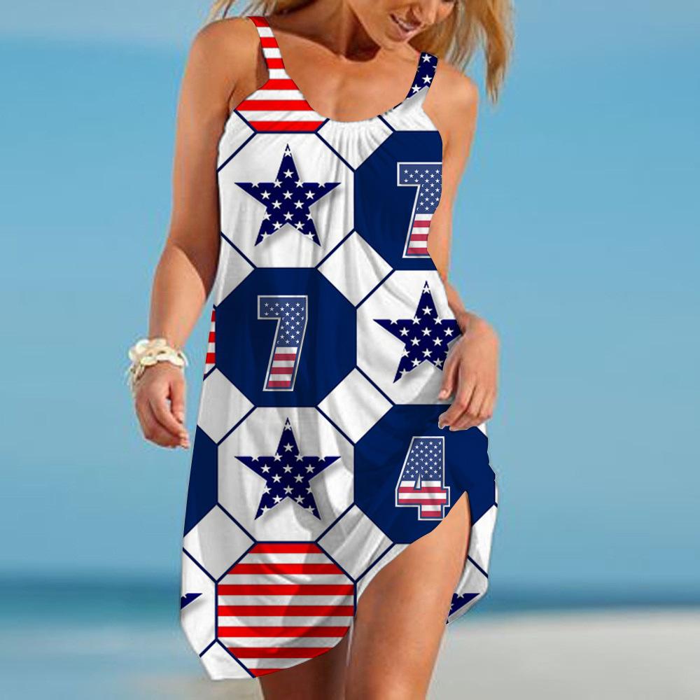 Жен. Пляжное платье Одежда для пляжа Мини-платье Желтый С принтом звезды На каждый день — фото 5