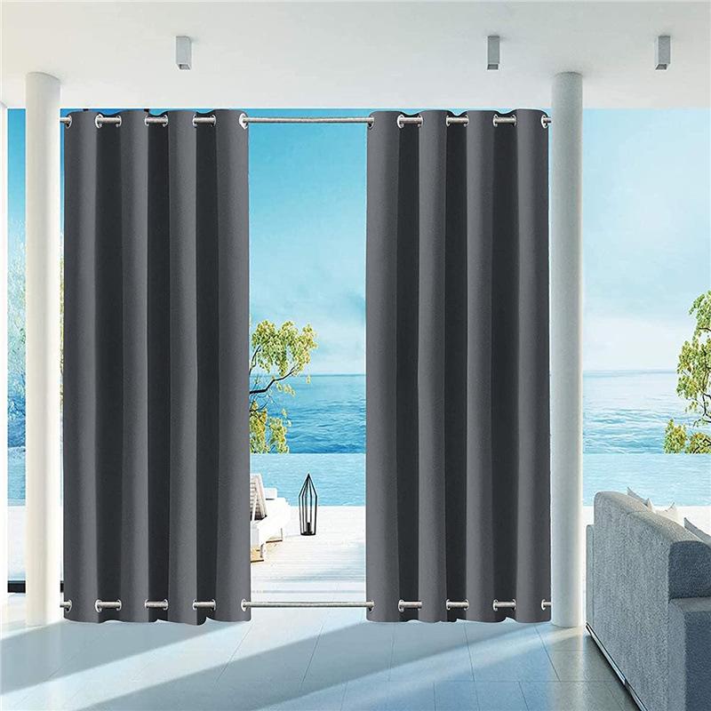 

Outdoor Patio Top Bottom Punching Waterproof Curtain Drapes Blackout Thermal Insulated Privacy Curtain for Gazebo Porch Garden 1pcs-W150xH166cm&Grommet Top&1 panel