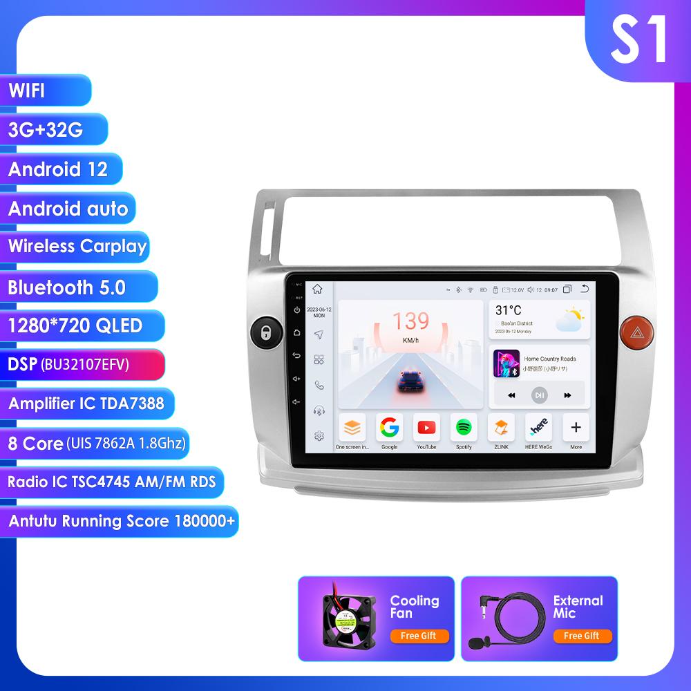 Ossuret Intelligent Car Radio Android for Citroen C4 C Triomphe C Quatre 2004-2009 Carplay Car Stereo Multimedia Video Player GPS 2din 7862 Audio