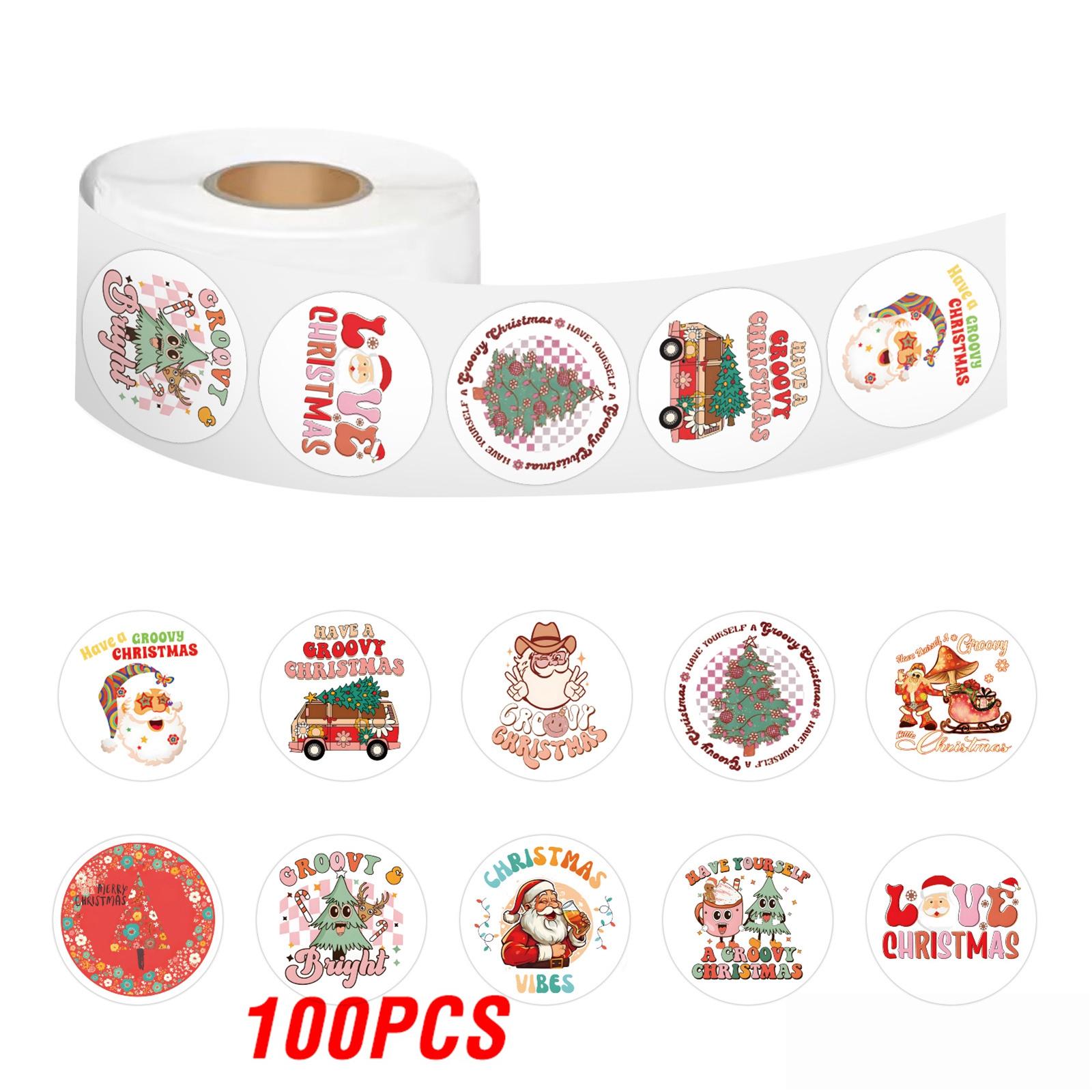 

100-500pcs Merry Christmas Stickers Cristmas Xmas Party Seal Labels For DIY Gifts Baking Package Envelope Stationery Decor