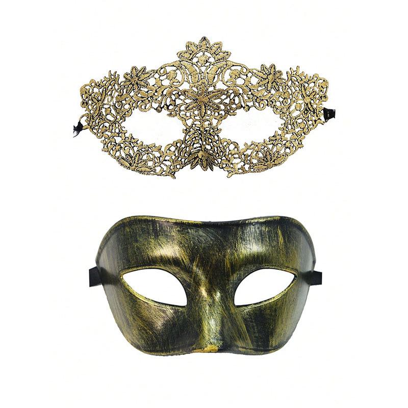 Couple Masquerade Masks Set Venetian Party Mask Metal Halloween Costume Mask Mardi Gras Party Ball Mask for Women and Men