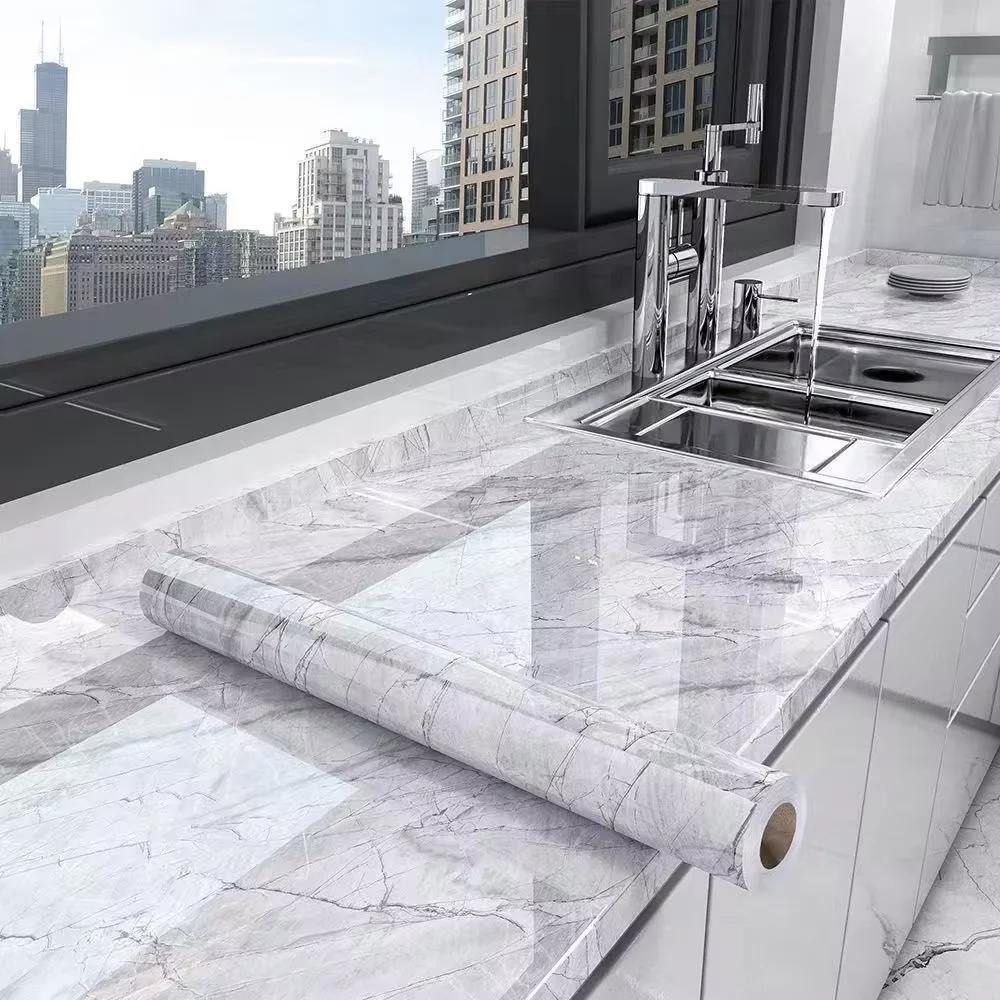 Decorative Waterproof Moisture-proof Oil Resistant Self-adhesive Wallpaper Ceramic Tile Wall Sticker 40cm Marble Countertop