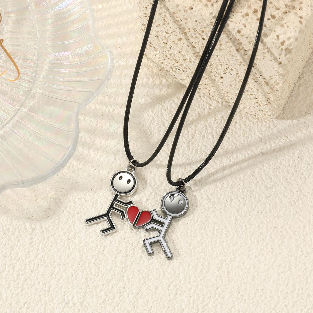Ins Fashion Cute Love Heart Patchwork Necklace for Girls Boys Exquisite Love Heart Stainless Steel Necklace BFF Jewelry Sets