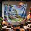 Coastal Cottage with American Digital Printing Polyester Wall Tapestry Suitable for Use Living Rooms Bedrooms Offices Bars Party