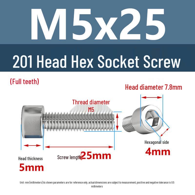 Yigu 201 Stainless Steel Cup Head Hexagon Screws and Bolts - M3, M4, M5, M6