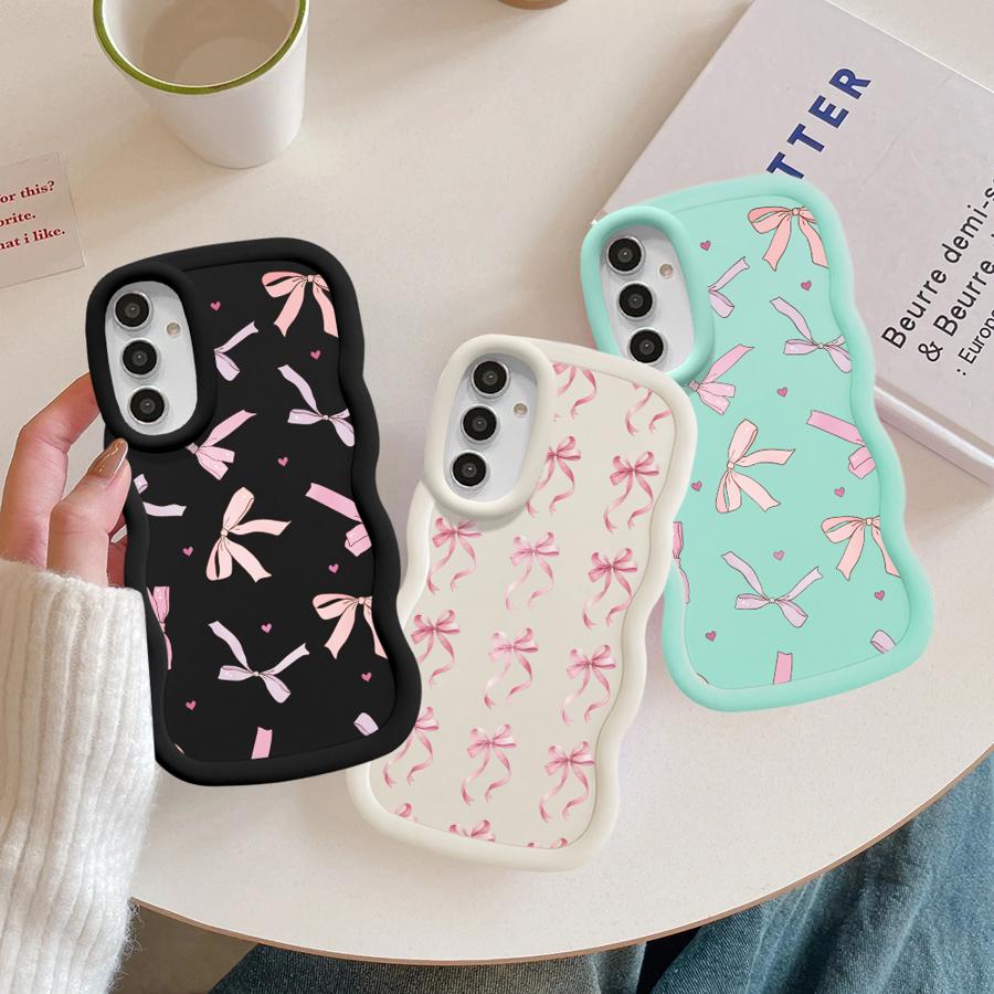 Soft Phone Cover Case for Samsung Galaxy A11 A13 A16 A21s A14 A12 A26 A34 A15 A33 A35 A36 Pink Bow