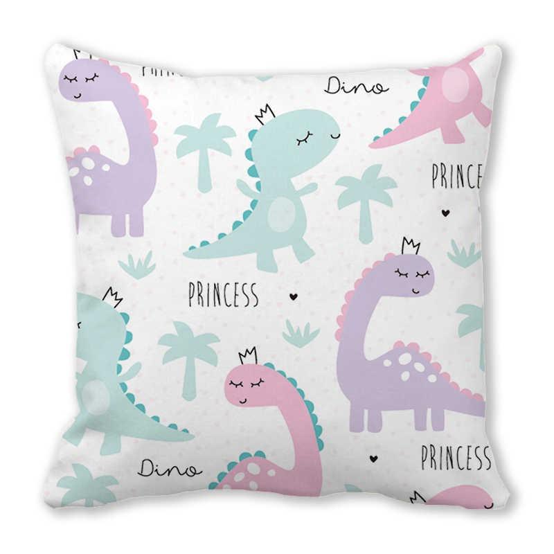 Office Sofa Car Cushion Cover Luxury Home Decoration Pillow Cover Cute Cartoon Little Dinosaur Animal Pattern