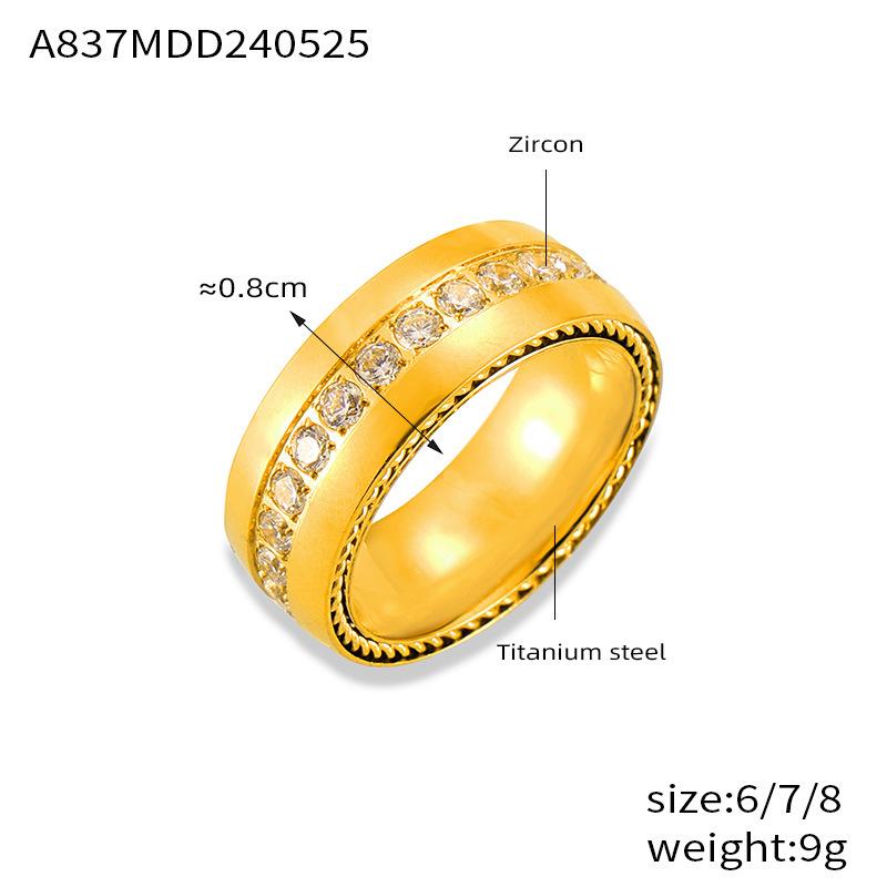 

Кольцо Bohemian Wind из титановой стали с инкрустацией цирконием, простое женское индивидуальное однорядное золотое кольцо с бриллиантами No. 8