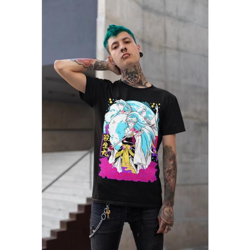 Trend Sommer 2025 Cosplay Unisex Inuyasha Sesshomaru T-Shirt Roter Mond Inu Yasha Kawaii Mädchen Geschenk Shirt Alle Größen Herrenbekleidung