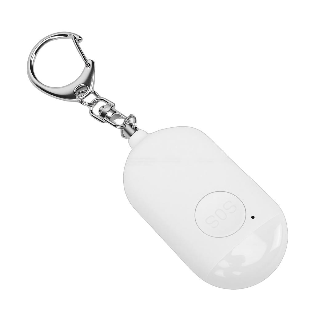 Personal Safety Alarm White IP44 Water Proof Rechargeable 130dB Alarm Siren Keychain with LED Flashlight APP for