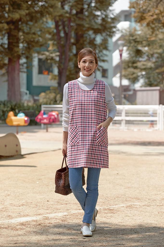 Warm Size LL Fleece-lined Side-button Apron, Wine-themed,