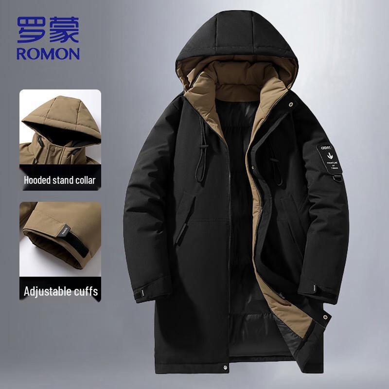 Romon Men's Mid-Length Hooded Cotton Padded Jacket