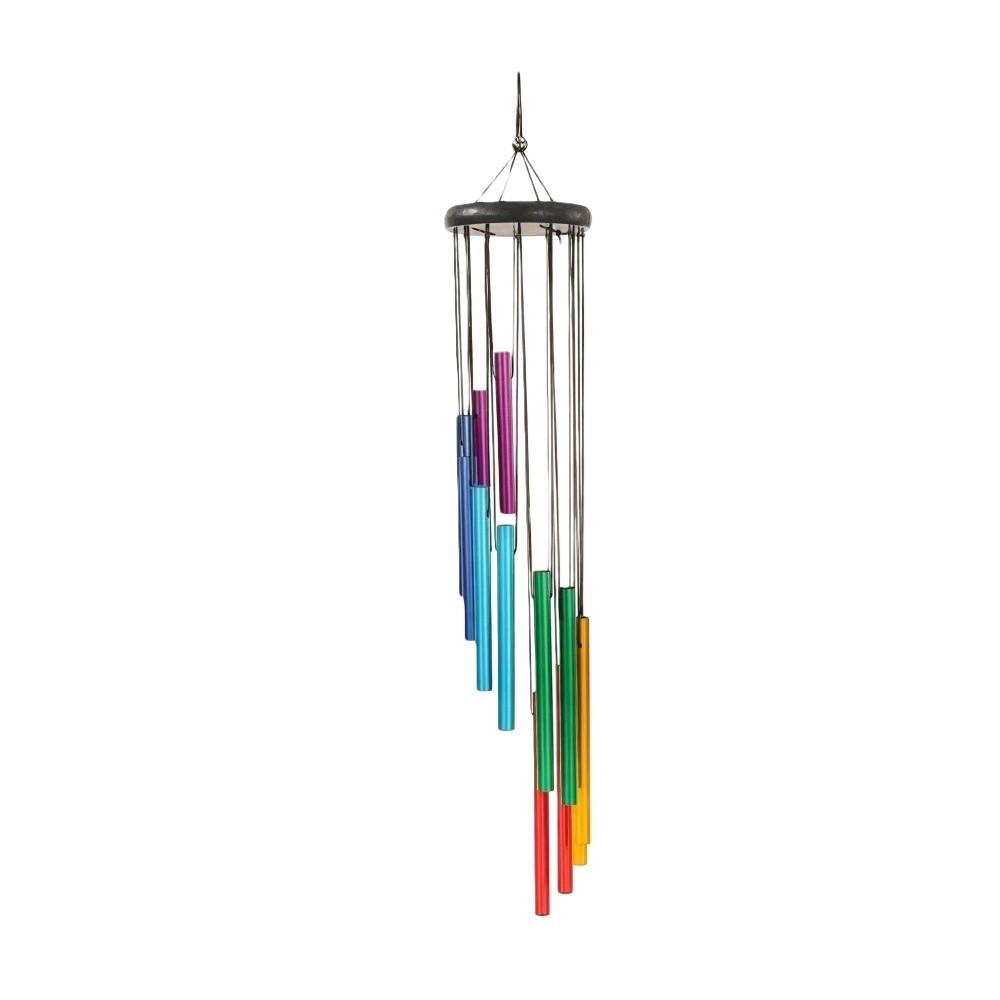 Colorful Outdoor Wind Chimes 12 Tubes With Hook Aluminum Tube Wind Chime Home Decoration Hollow Metal Tubes Hanging Wind Chimes
