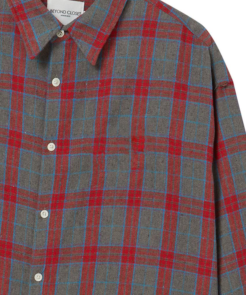 BEYOND CLOSET New Classic Preppy Cut Check Shirt Gray