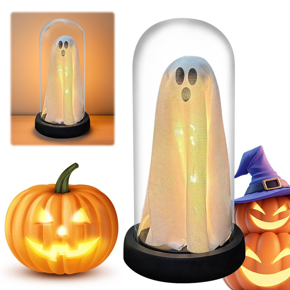 Halloween Decor Light Up Ghost in Plastic Cloche Cute Ghost with Light Halloween Light Up Ghost for Home Tabletop Party Decor spain