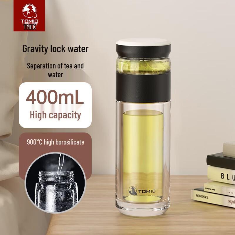 TOMIC Double-Layer Glass Tea Infuser Bottle