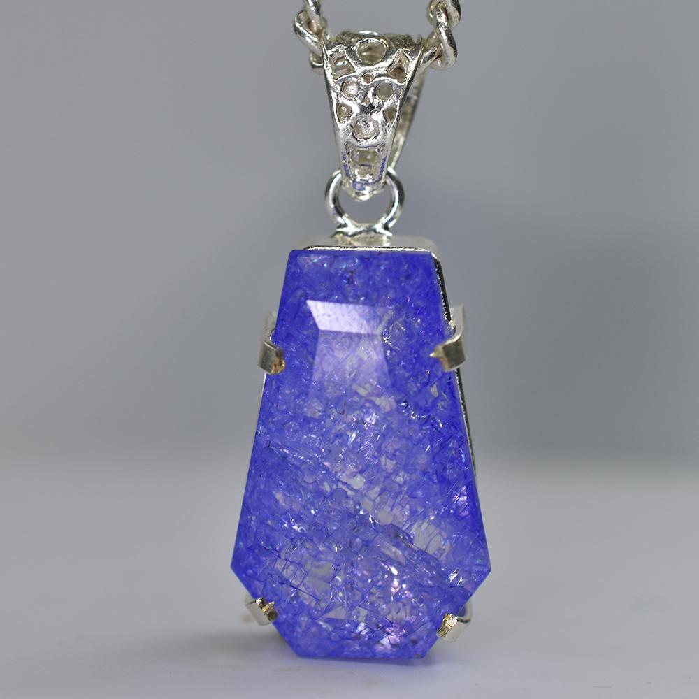 Natural Purple Tanzanite CERTIFIED 41.10 Ct Sterling Silver Fancy Gems Pendant MY.PD-169-NS