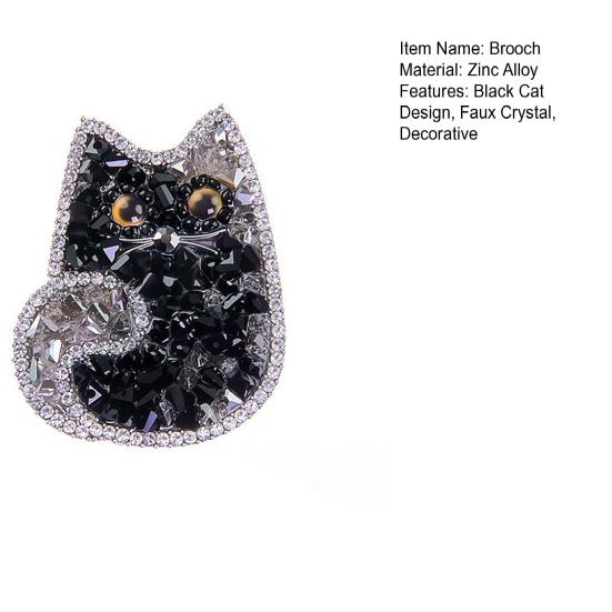 Damenbrosche Funkelnde Kunstkristall-Dekoration Zweifarbiges Schwarzes Katzen-Design Reversnadel Pullover Schalhalter Schmuckzubehör