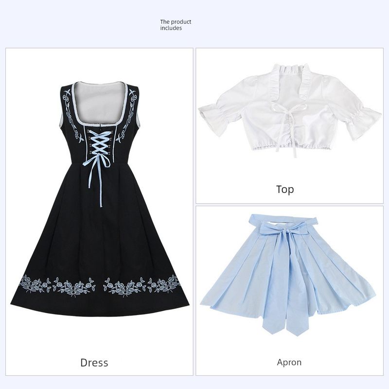 Halloween Costume, Oktoberfest Dress, European and American Carnival Embroidered Maid Outfit, Role-Playing Cosplay Outfit