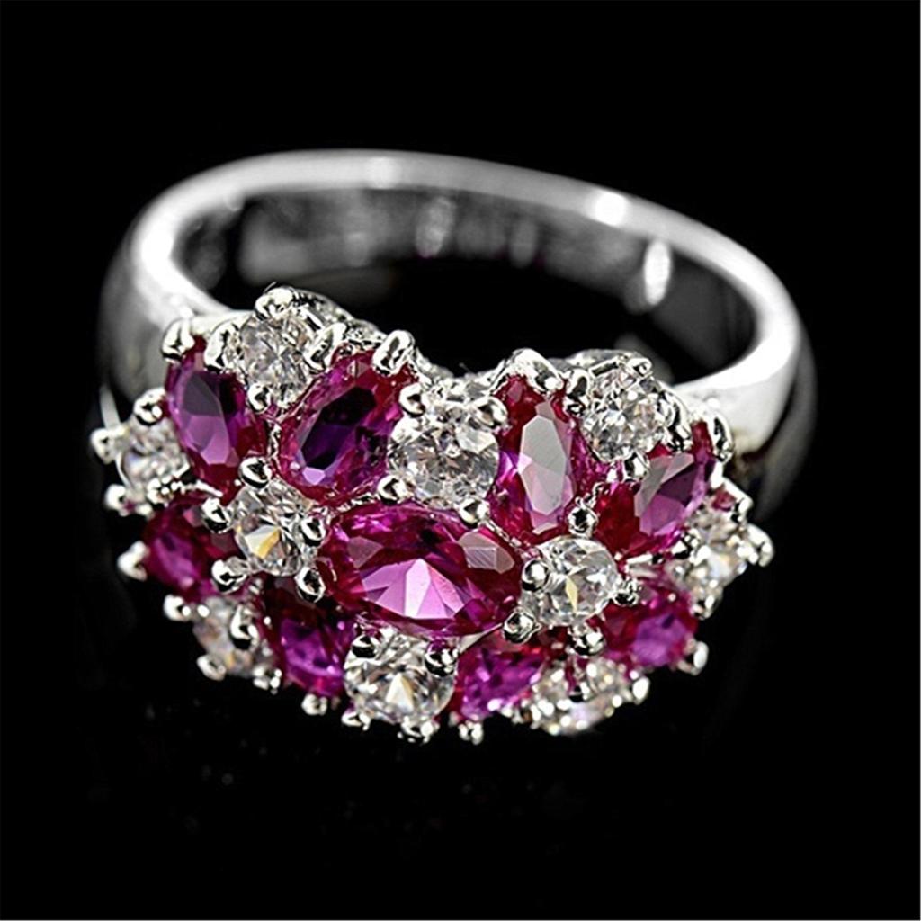 Anillo de Flor Floreciente de Circonita de Colores – Banda Creativa Europea y Americana Pavimentada con Diamantes