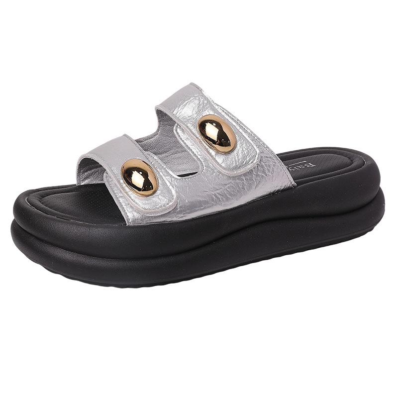 Thick-soled slippers for women's outer wear summer new high-end casual height increase with skirt one-word sandals