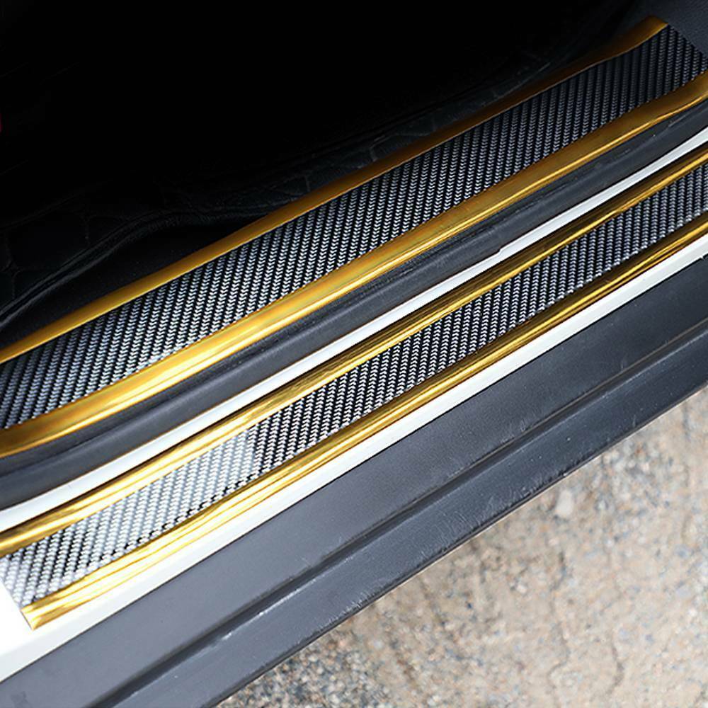 1 Meter Carbon Fiber Rubber Moulding Strip Rubber for Car Door Pedal Trim Bumper DIY Door Sill Protector Edge Guard Car