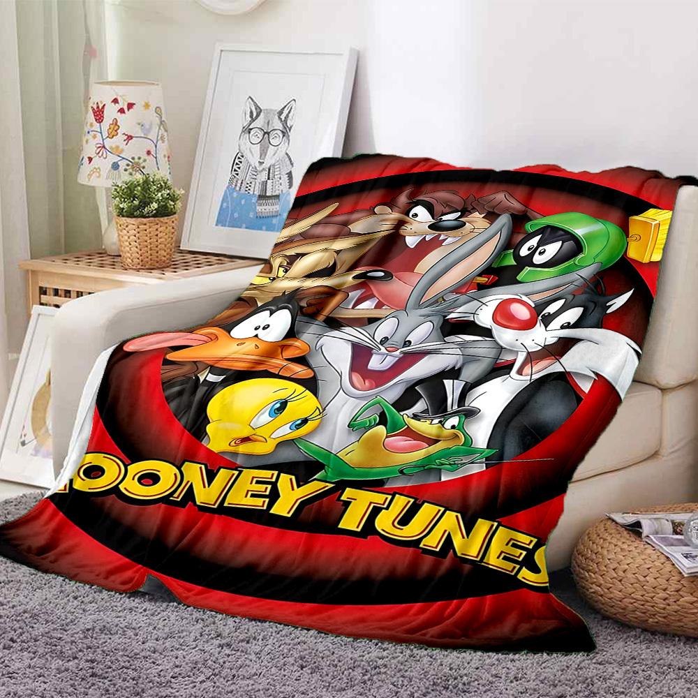 1pc Cartoon Character Looney Tunes Flannel Throw Blanket - Lightweight Soft Warm All-Season Blanket for Sofa, Bed, Travel, Camping  L1029078