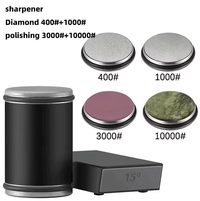 Portable Knife Sharpener Magnetic Knife Holder Diamond Sharpening Stone Kit 15 and 20 Degrees Angle Roller Kitchen Accessory