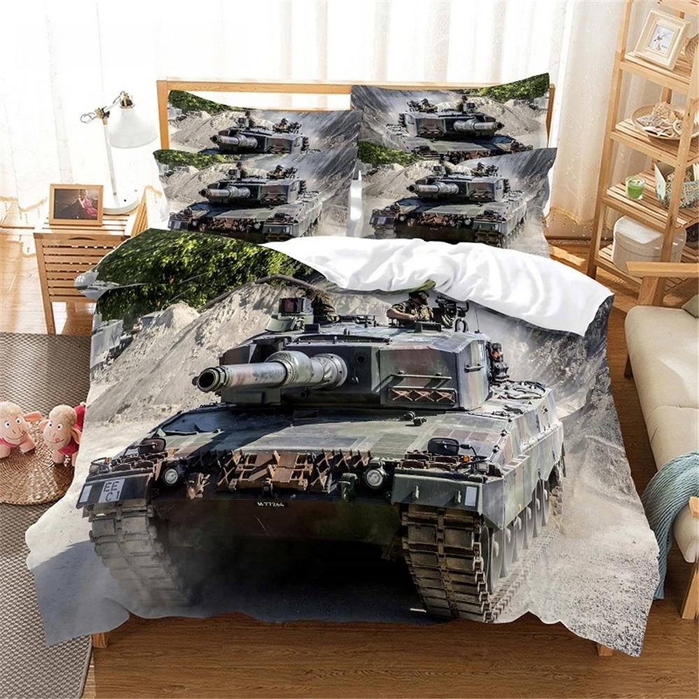 3D Tank Duvet Cover Tank Print War Military Weapon Theme For Children Teens Women Men Gifts For Bedroom Decorations Queen King