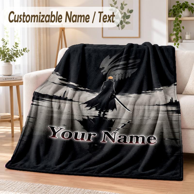 Bleach Anime Benutzerdefinierter Name Flanell Überwurfdecke Weich Warm für Sofa Bett Innen Hausgebrauch