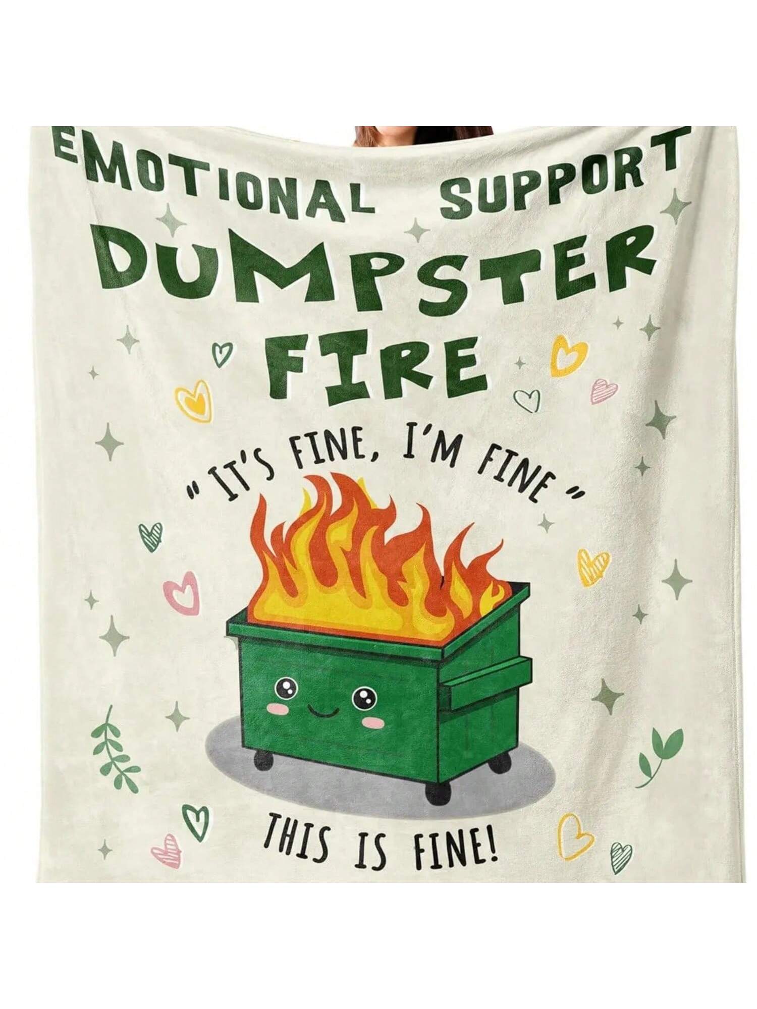 Dumpster Fire, Dumpster Fire Gifts Blanket ;,Dumpster Fire Desk Accessories, Dumpster Fire Ornament, It;S Fine 75X95CM