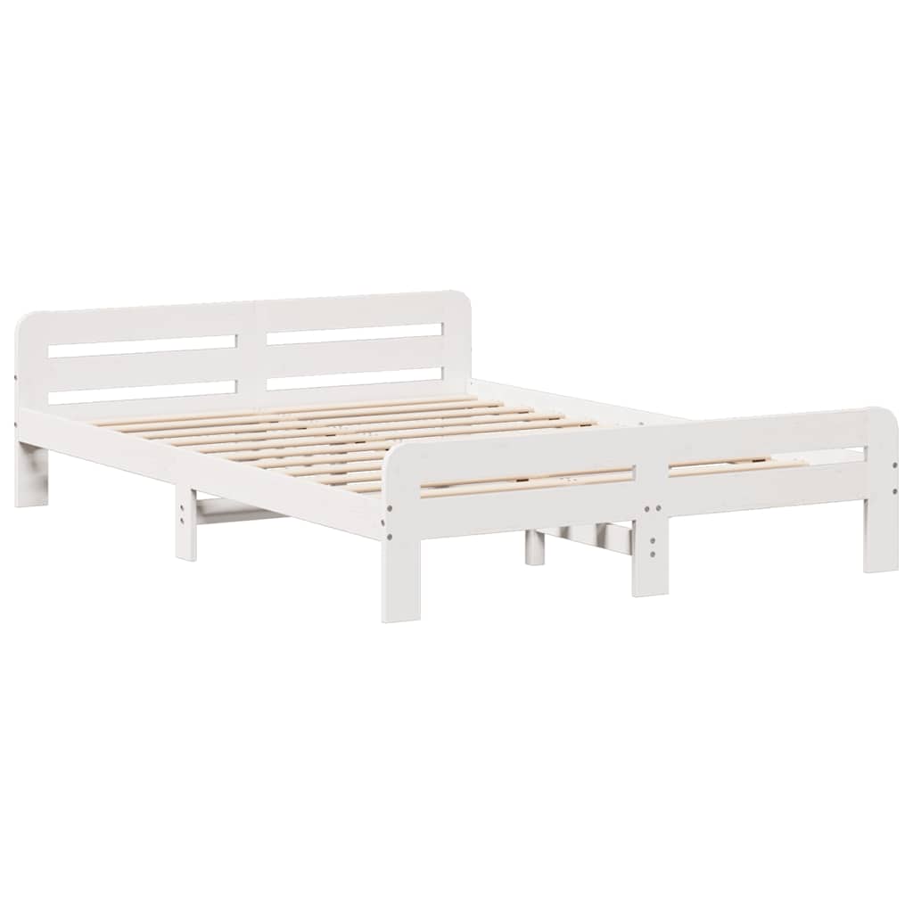 Solid Wood Bed without Mattress White 140 x 190 cm Pine Wood