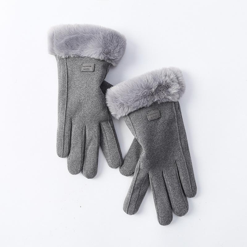 German Velvet Gloves for Women's Warm Cycling In Autumn and Winter  Korean Version with Thickened Velvet  Cold and Wind Resistance Touch Screen Suede