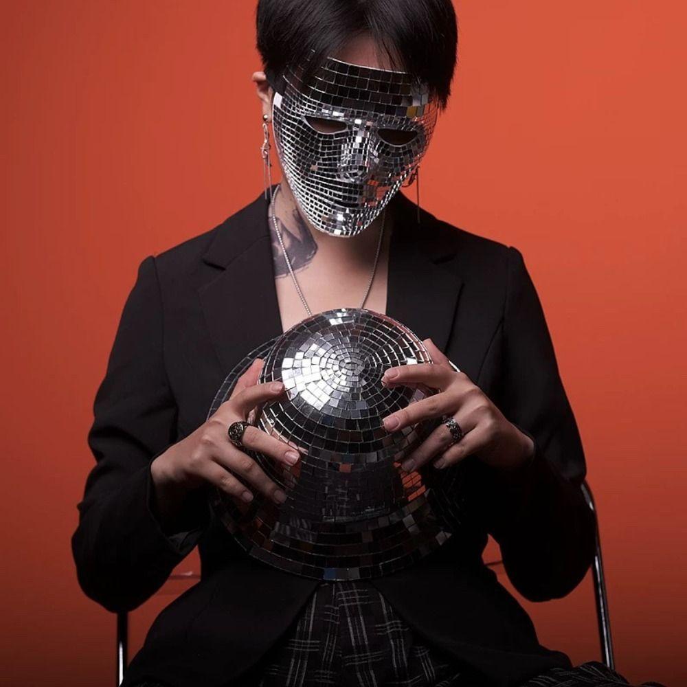 Male Adult Night Club Mask Masquerade Home DJ Decor Creative Ball Glitter Mirror Face Mask Gift