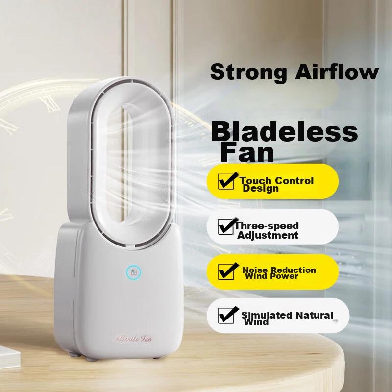 KOVOL Desktop Fan, Small Tower Fan,Plug-In USB, Quiet Air Conditioner Fan, Bladeless, White