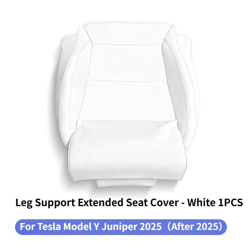 Full-Cover Car Seat Cushion for Tesla Model Y Juniper 2025 with Integrated Leg Rest Mat Nappa Leather Chair Pad Car Accessories