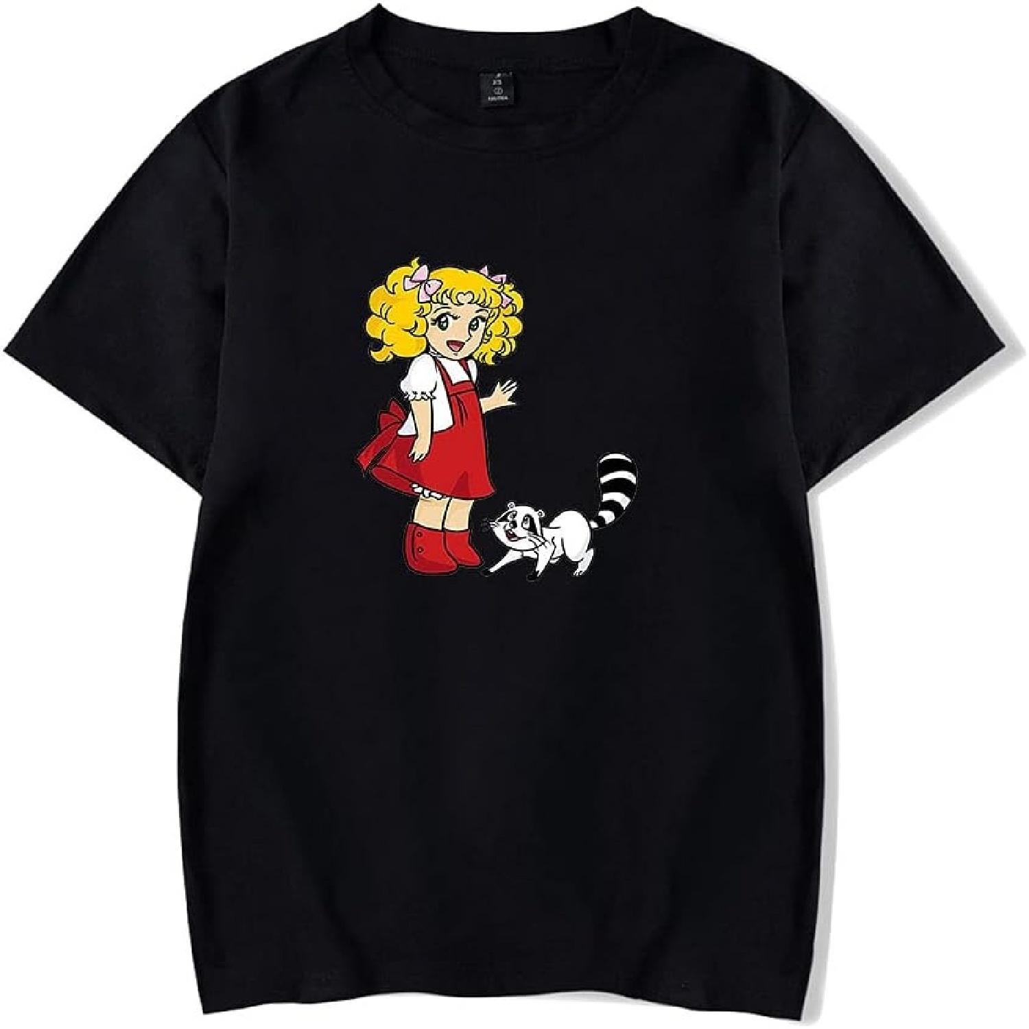 

WJHYWDH New Anime Candy Candy T-Shirt Merch Casual Short Sleeved T Shirt Unisex Tee XXXXXL чорний