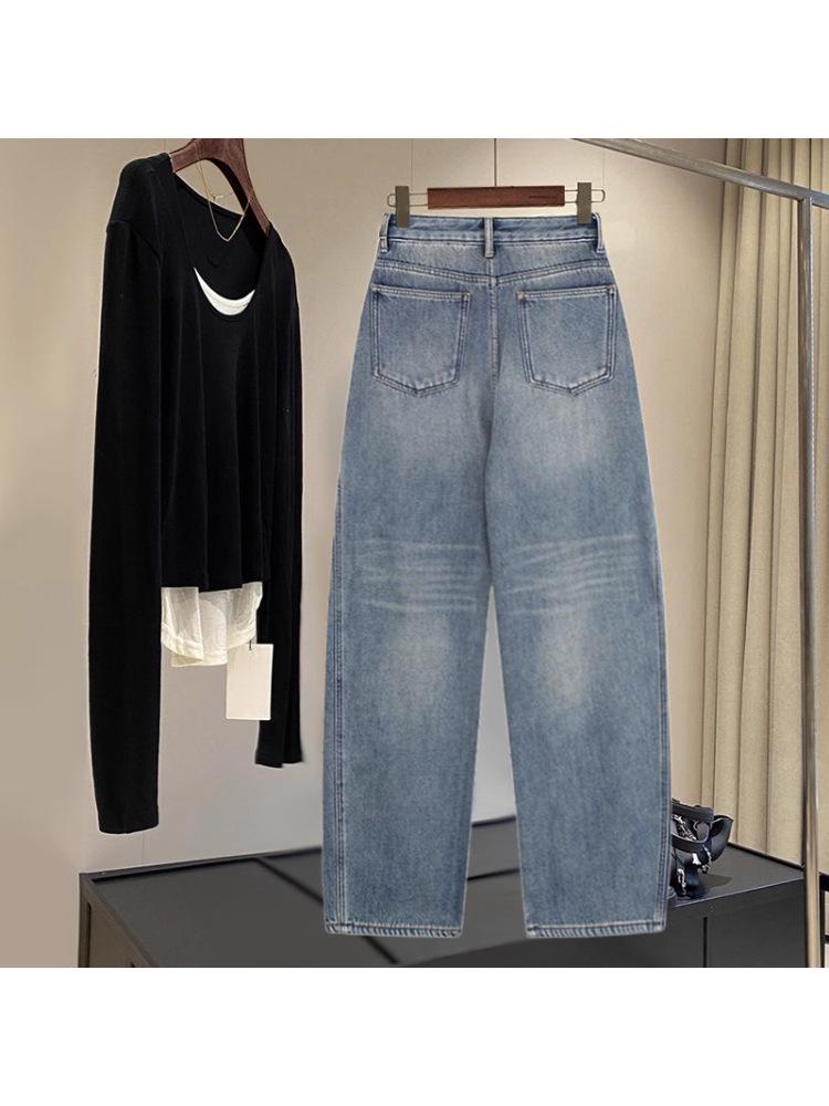 High-Waisted Women's Scimitar Jeans: 2025 Spring & Autumn Wide-Leg Slimming Banana Pants