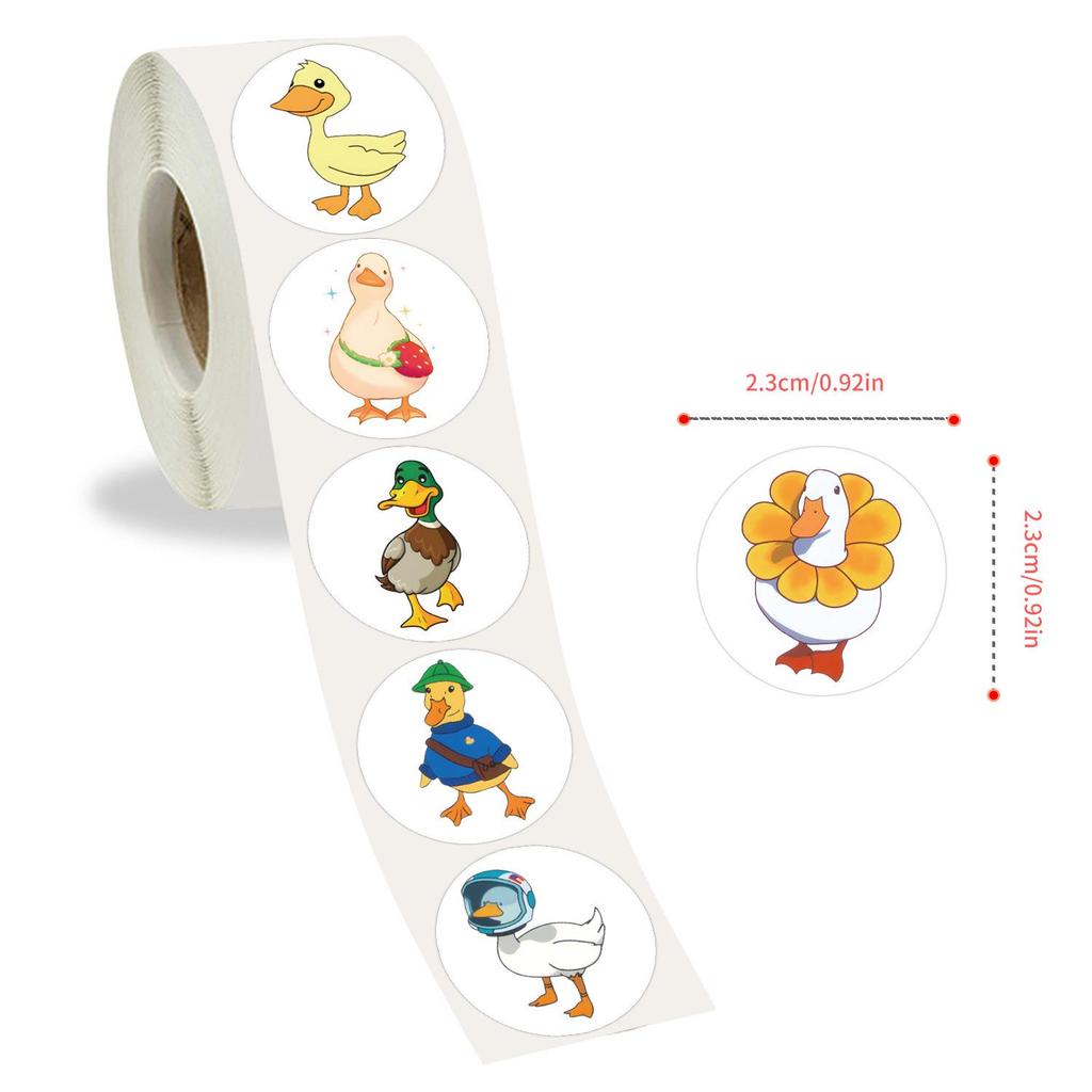 500-Sheet Roll of Love Duck Cartoon Stickers for Kids' Crafts and Decoration