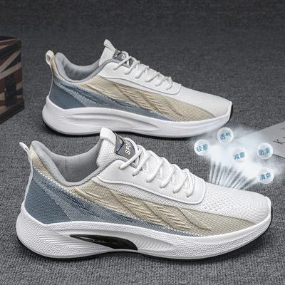 Mode Homme Sport Baskets de Course Légères Chaussures Décontractées Respirantes Antidérapantes Confortables Blanches Grande Taille