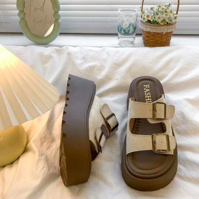 New Summer Women's Scoop Cake Bottom Sandals 7cm Sole Height Fashionable Sandals Women's Shoes for Leisure and Vacation Beach