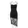 Sleeveless Side Slit Lace Patchwork Backless Cami Maxi Dress Women’S Sexy Elegant Long Dress Party Clubwear Autumn