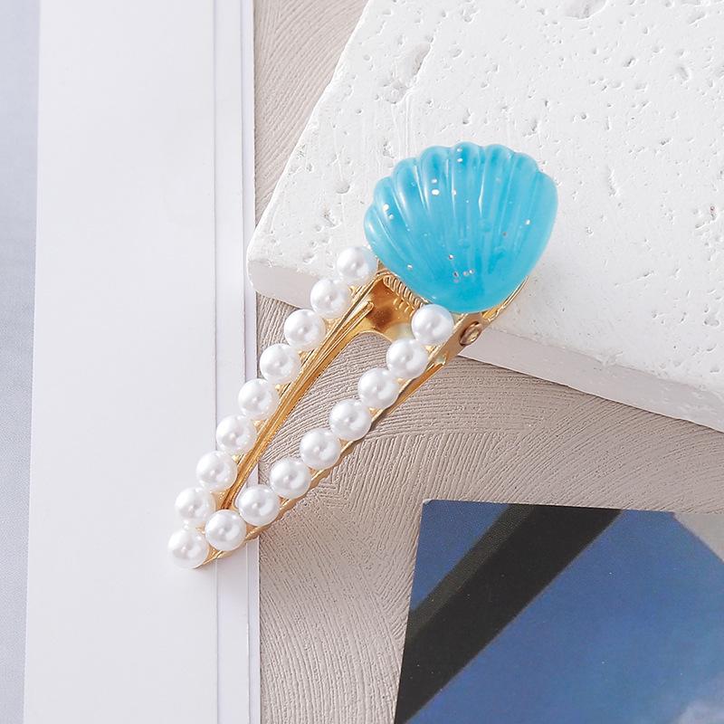 New style cream shell starfish knot hair clip female forest sweet and simple girl heart cute duckbill clip