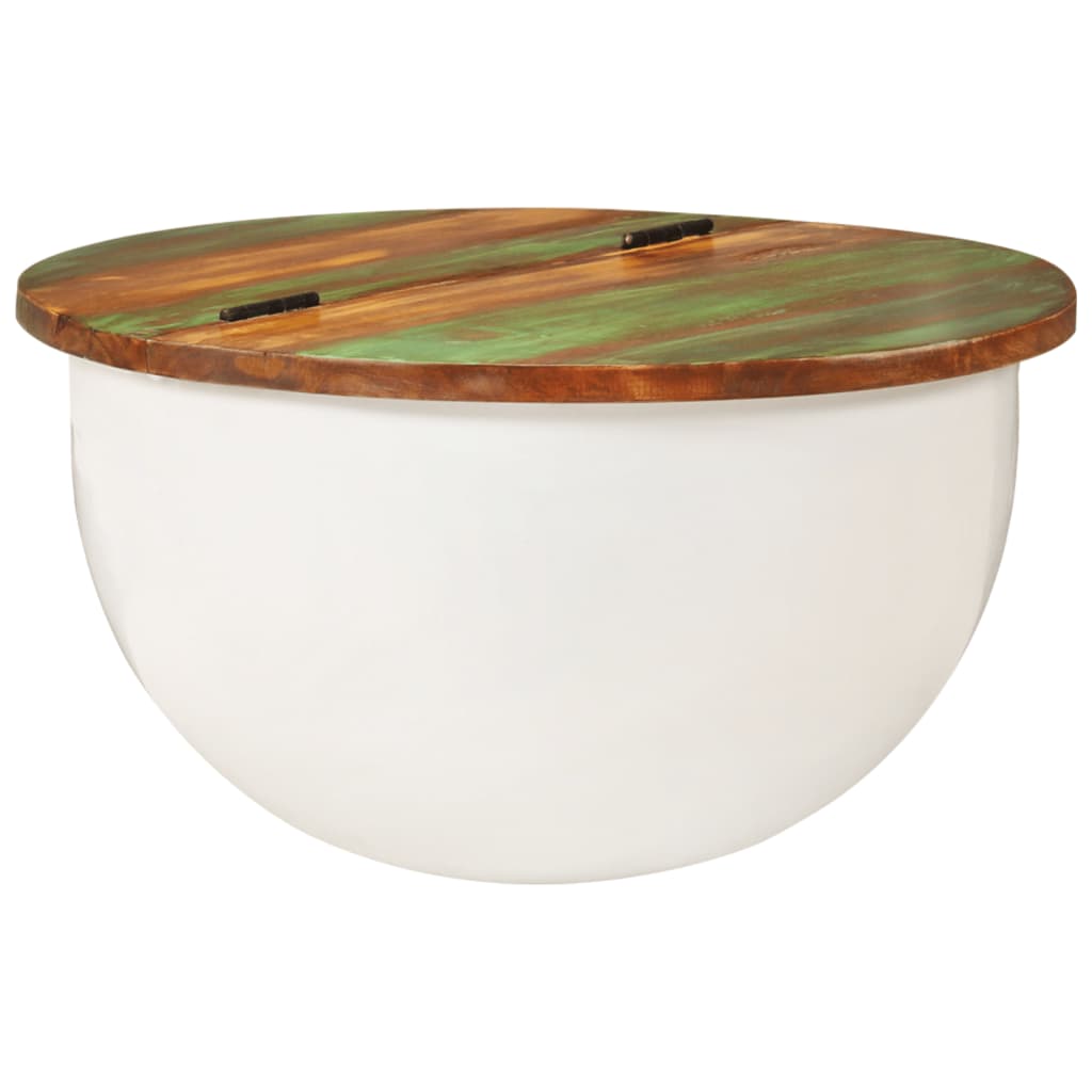  Coffee Table, White, 50x27 Cm, Reclaimed Wood