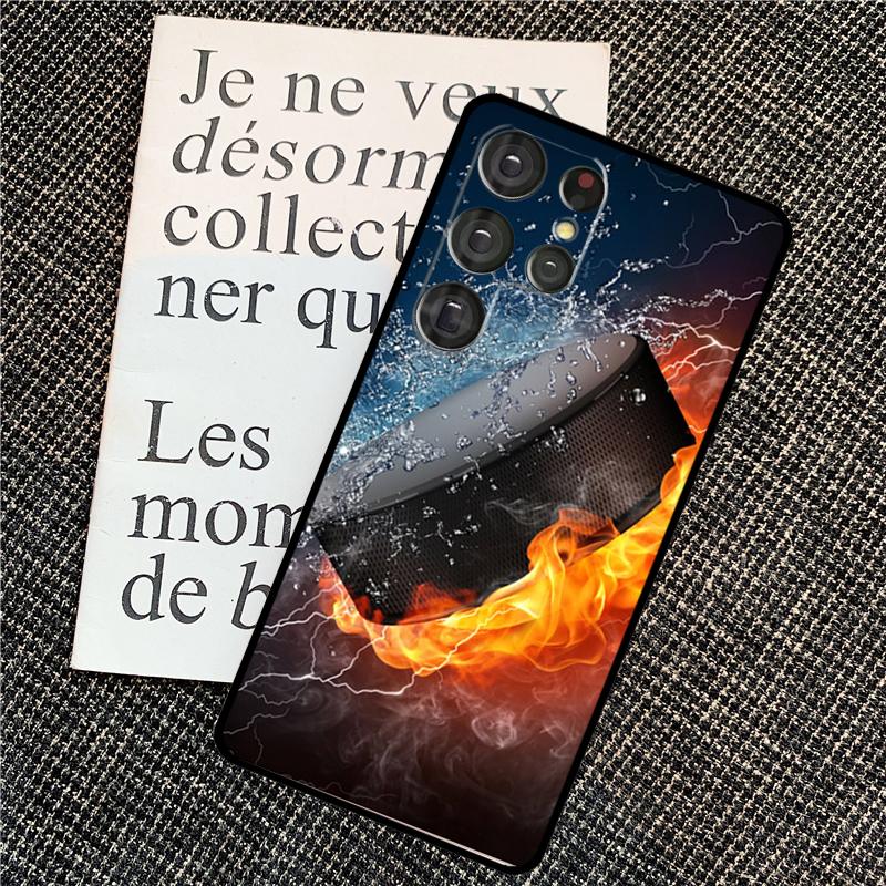 Hockey Stick and Puck Case For Samsung Galaxy S21 S22 S23 S24 Ultra Note 20 Note 10 S8 S9 S10 Plus S20 FE Cover