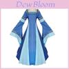 Uk Halloween Womens Long Dress Long Trumpet Sleeves Medieval Cosplay Costume